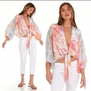 YOUNG FABULOUS BROKE‎ Carmen Tie Dye Top Ombre SMALL